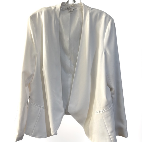 Liz Claiborne🕊️Classic WHITE Womens Open Front, Fully Lined Blazer Jacket SZ XL - Picture 1 of 3
